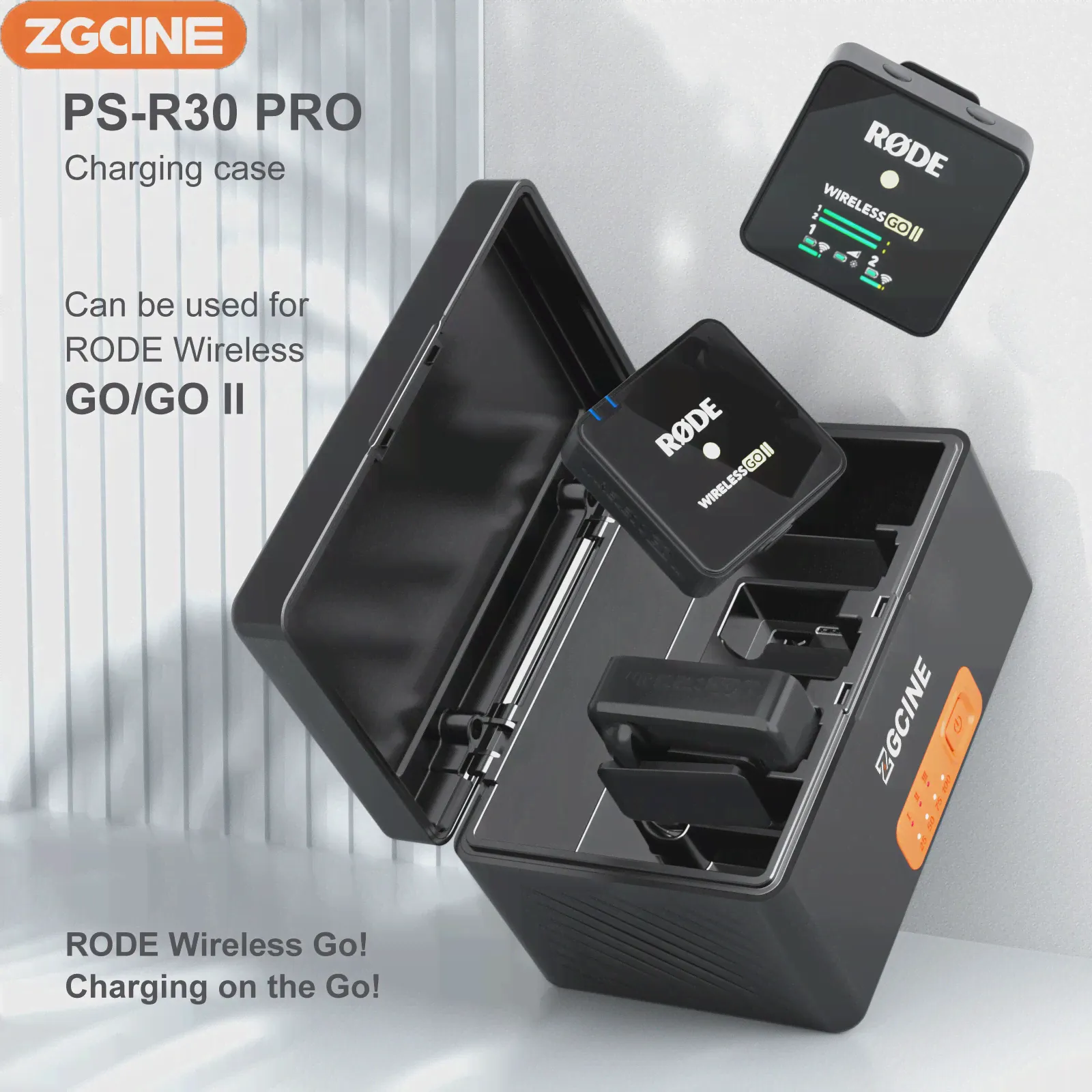 Чехол ZGCINE PS-R30 Pro для Rode Wireless GO 2 I II Single Fast Charging Box 3400mAh Встроенный аккумулятор Power Bank G0 2 (art.: 3920bdc597de8)-3