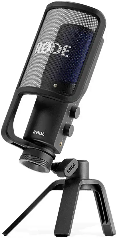 RODE NT-USB+ Профессиональный USB-микрофон, качественный звук 24 бита / 48 кГц, встроенный предусилитель Revolution, разъем для наушников 3,5 мм с гро