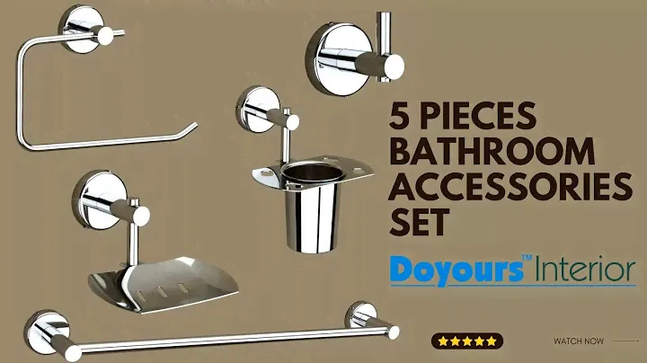 Round, Chrome 5 Pieces Bathroom Accessories Set, Soap Dish, B.Holder, Towel Ring, Hook, Towel Rail