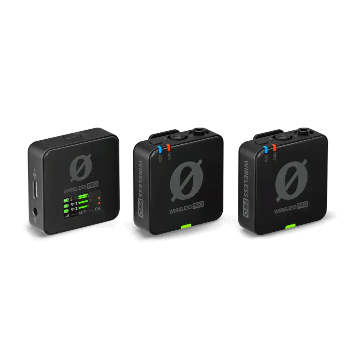 RODE Wireless PRO ультракомпактная двухканальная накамерная беcпроводная система. Радиус действия до 260м, запись до 40 часов. В комплект входят два п
