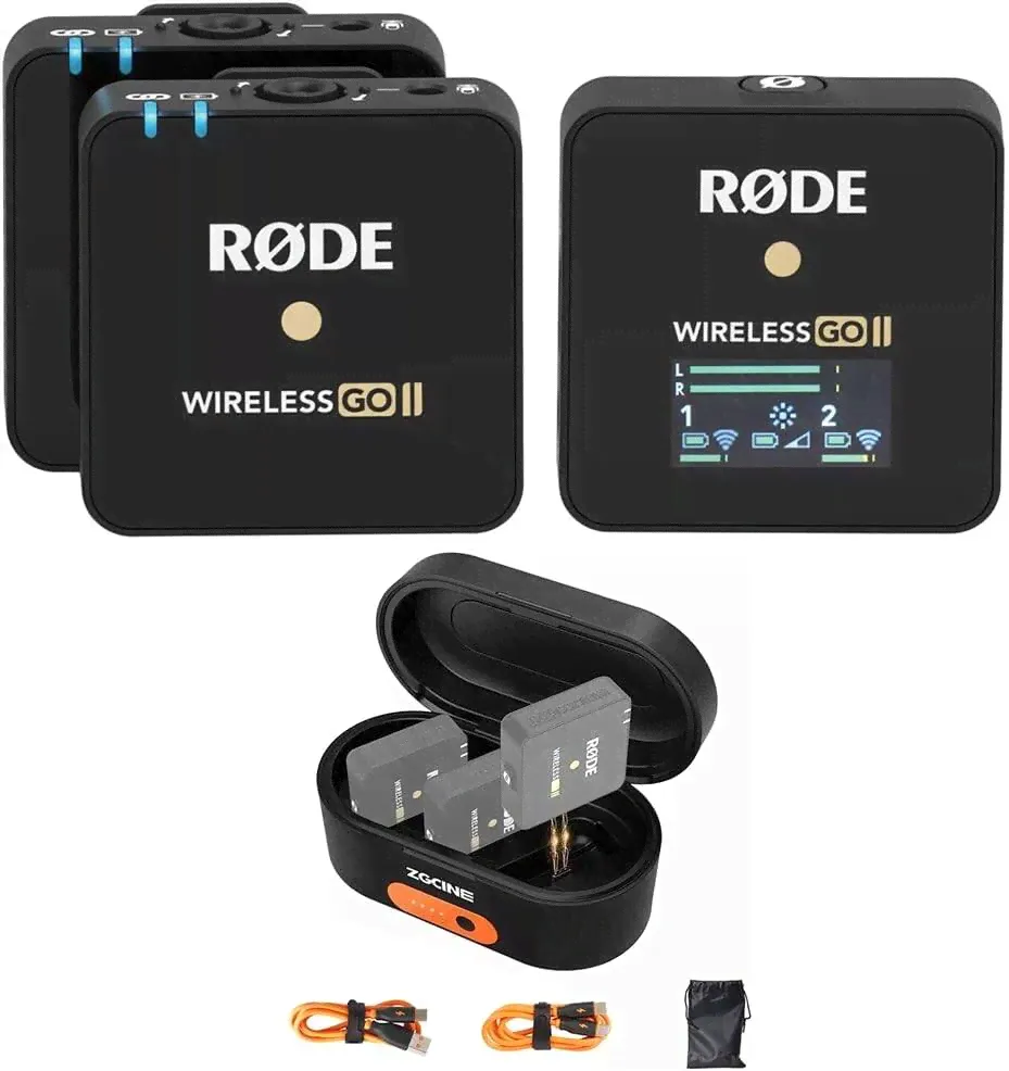 Компактная цифровая беспроводная микрофонная система Rode Wireless GO II на 2 человека/комплект записывающего устройства с чехлом для зарядки ZG-R30 д-0
